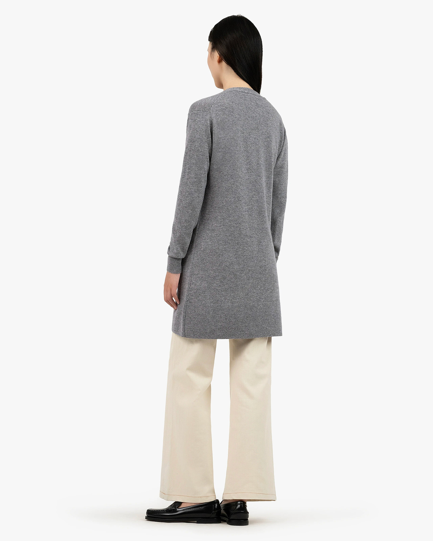 Essential Long Cardigan - Medium Grey Cashmere