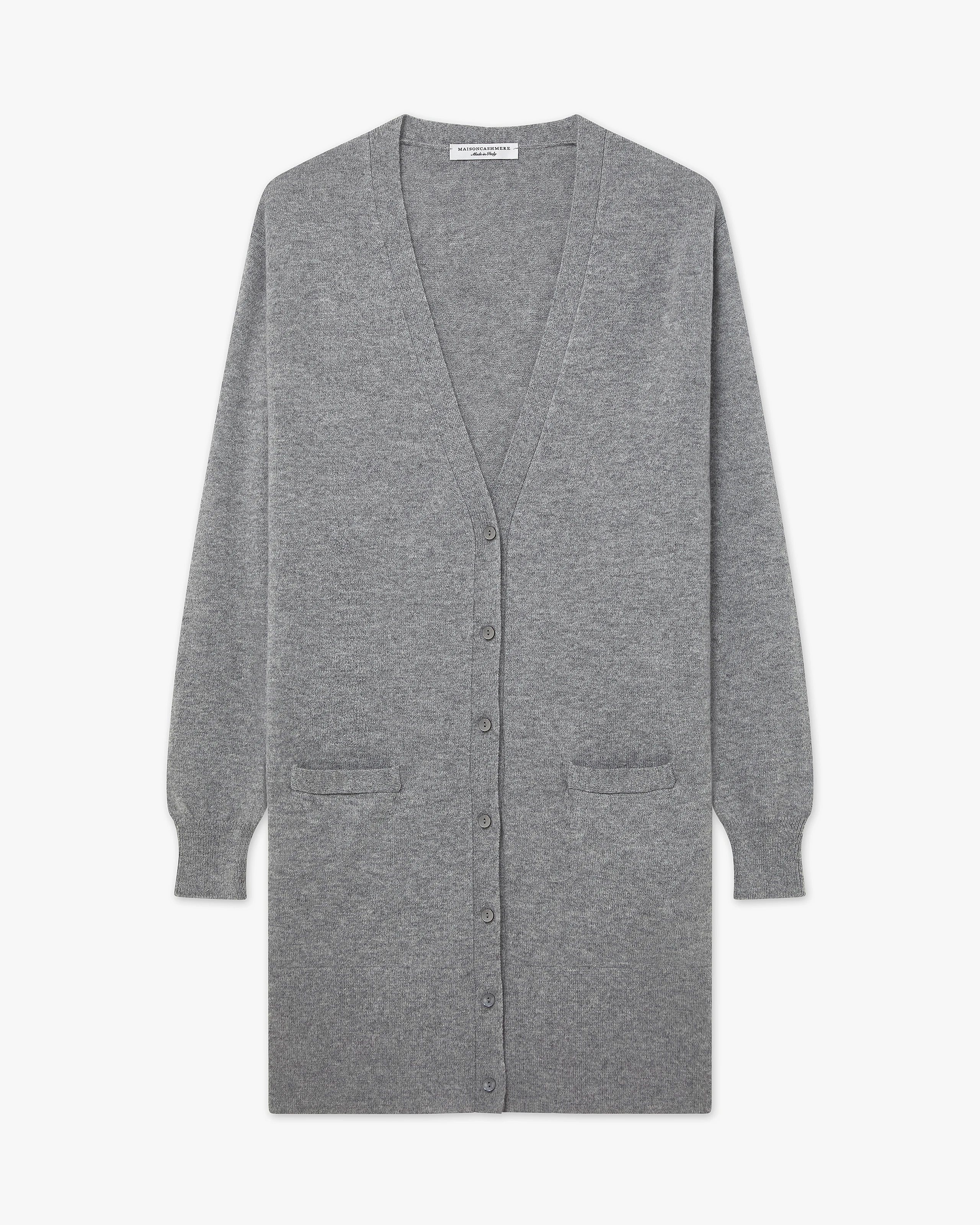 Essential Long Cardigan - Medium Grey Cashmere