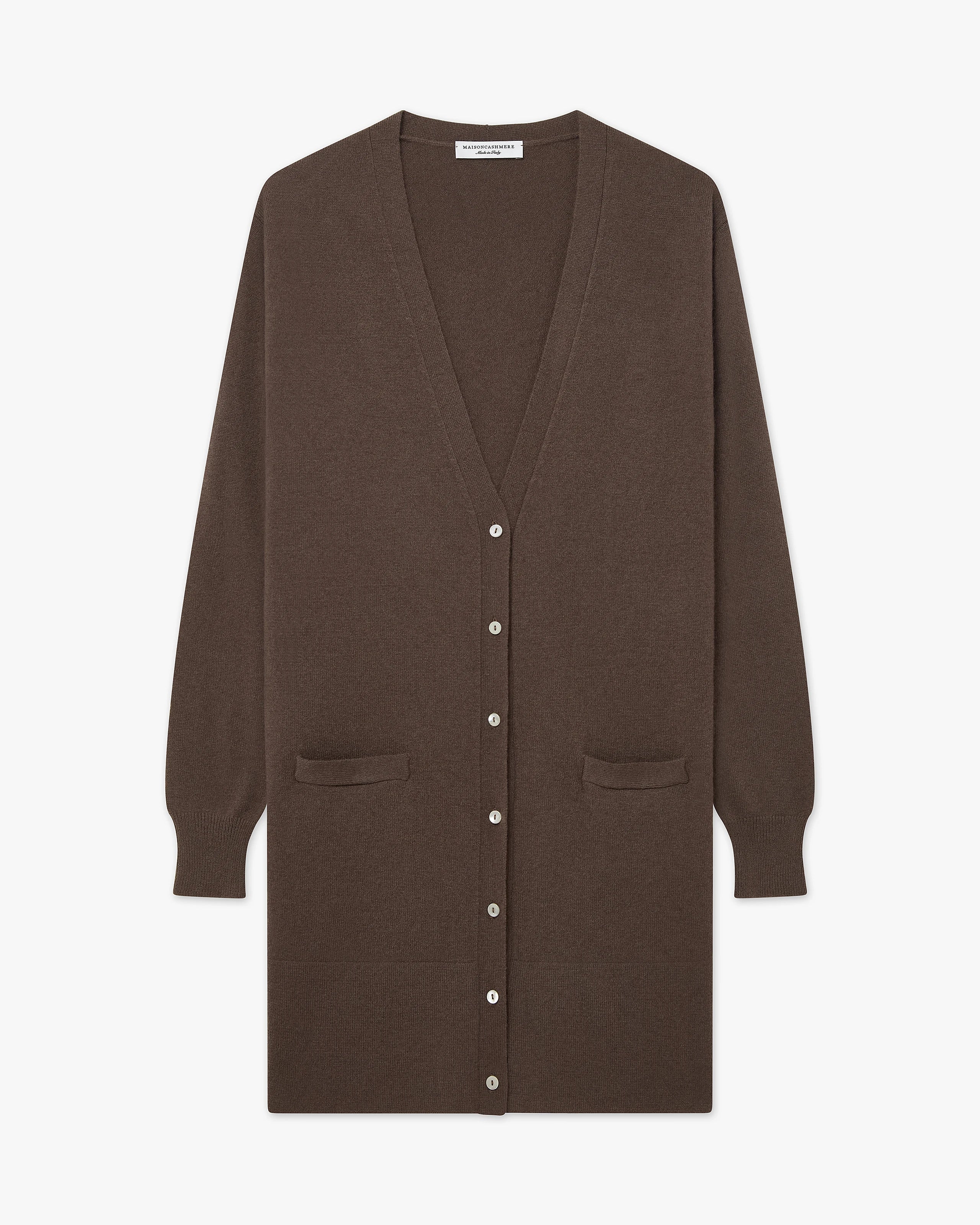 【INTÉRIM】NATURAL BROWN CASHMERE CARDIGAN Women's Essential Long Cashmere Cardigan - Brown | MaisonCashmere