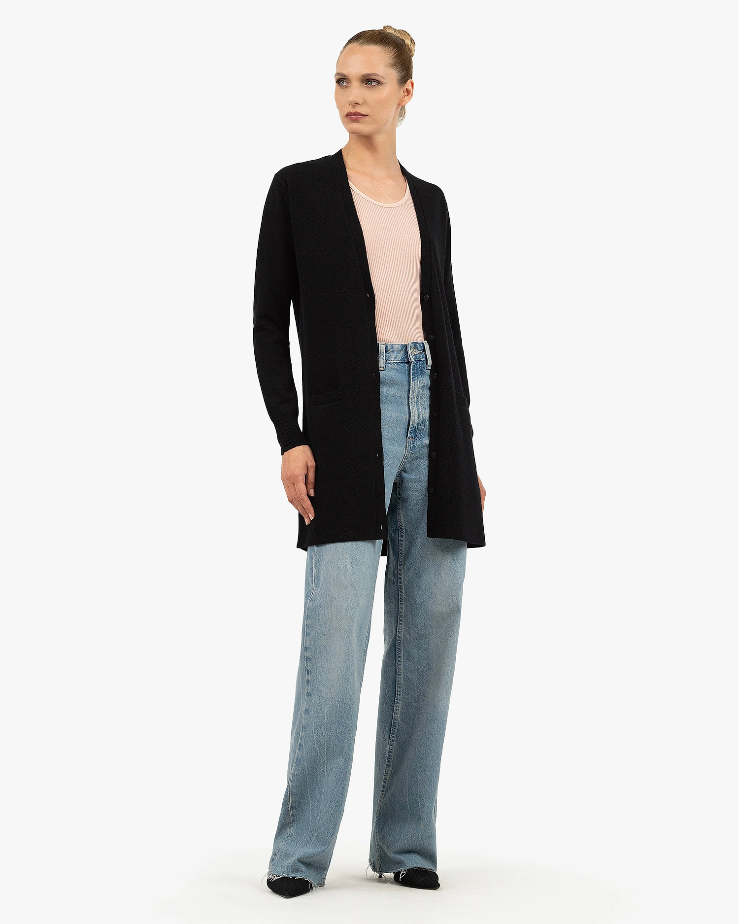 Essential Long Cardigan - Black Cashmere