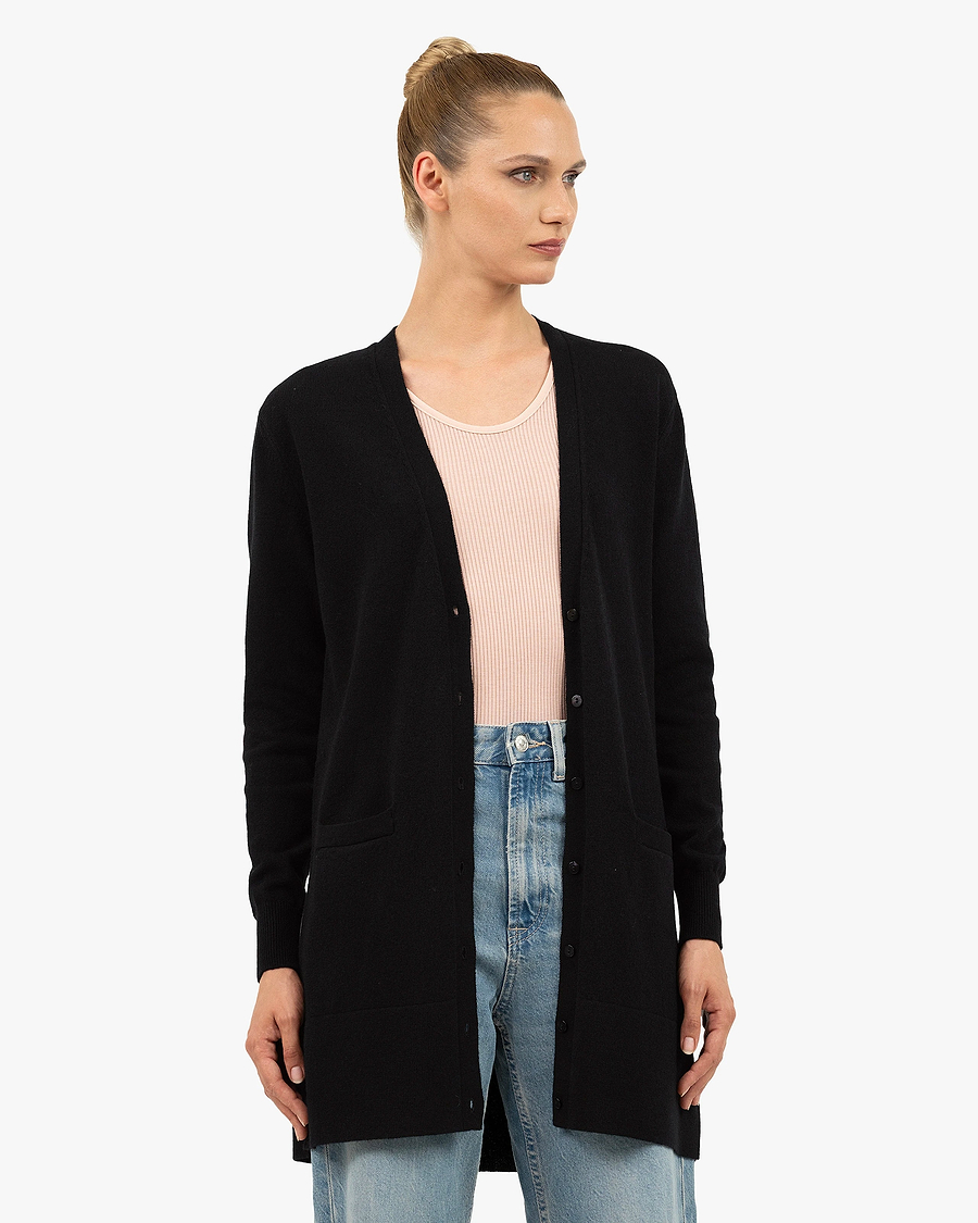 Essential Long Cardigan - Black Cashmere