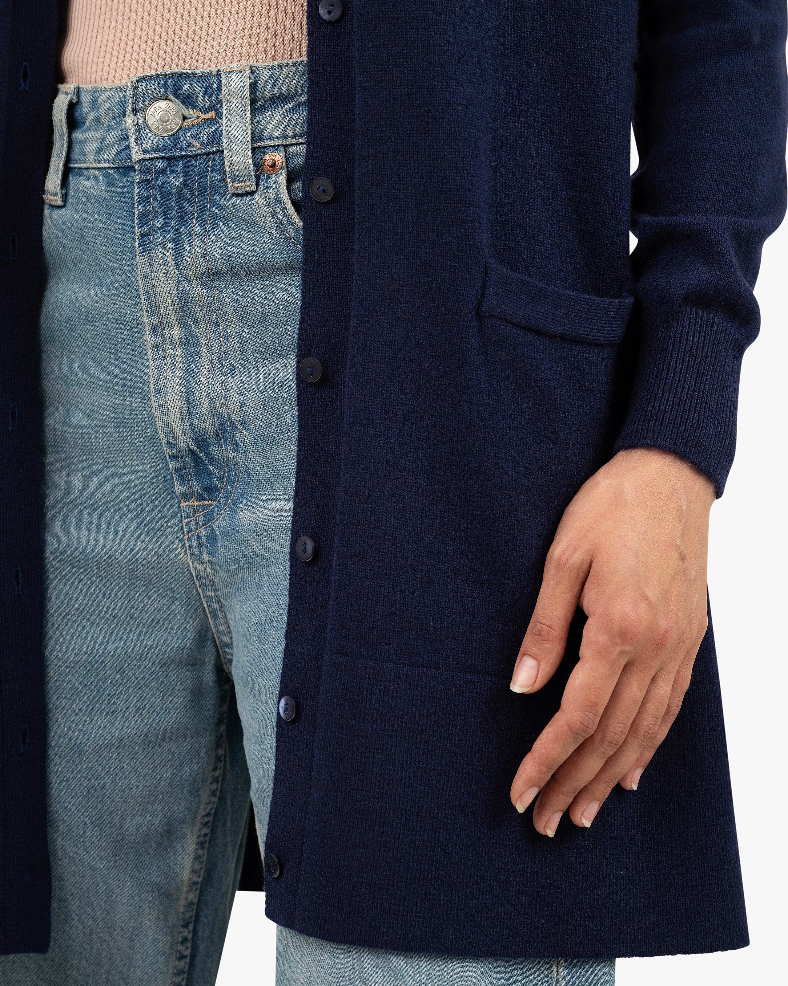 Essential Long Cardigan - Blue Cashmere
