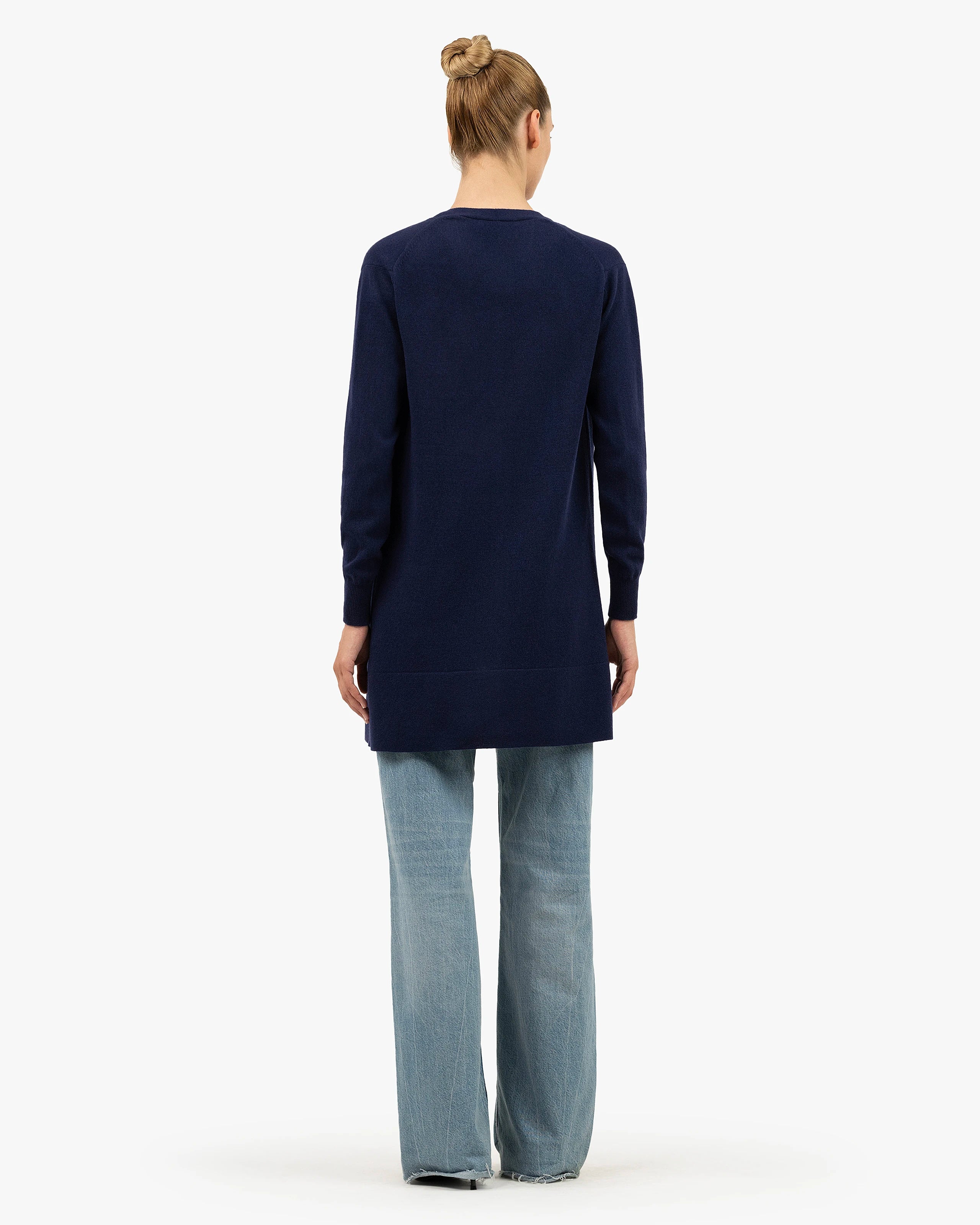 Essential Long Cardigan - Blue Cashmere
