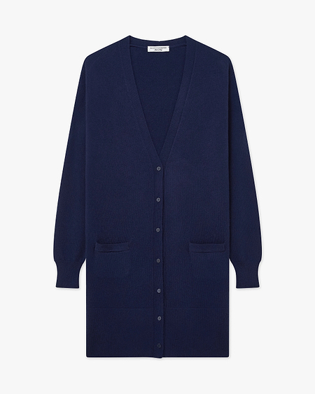 Essential Long Cardigan - Blue Cashmere