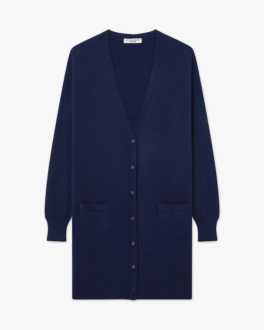 Essential Long Cardigan - Blue Cashmere