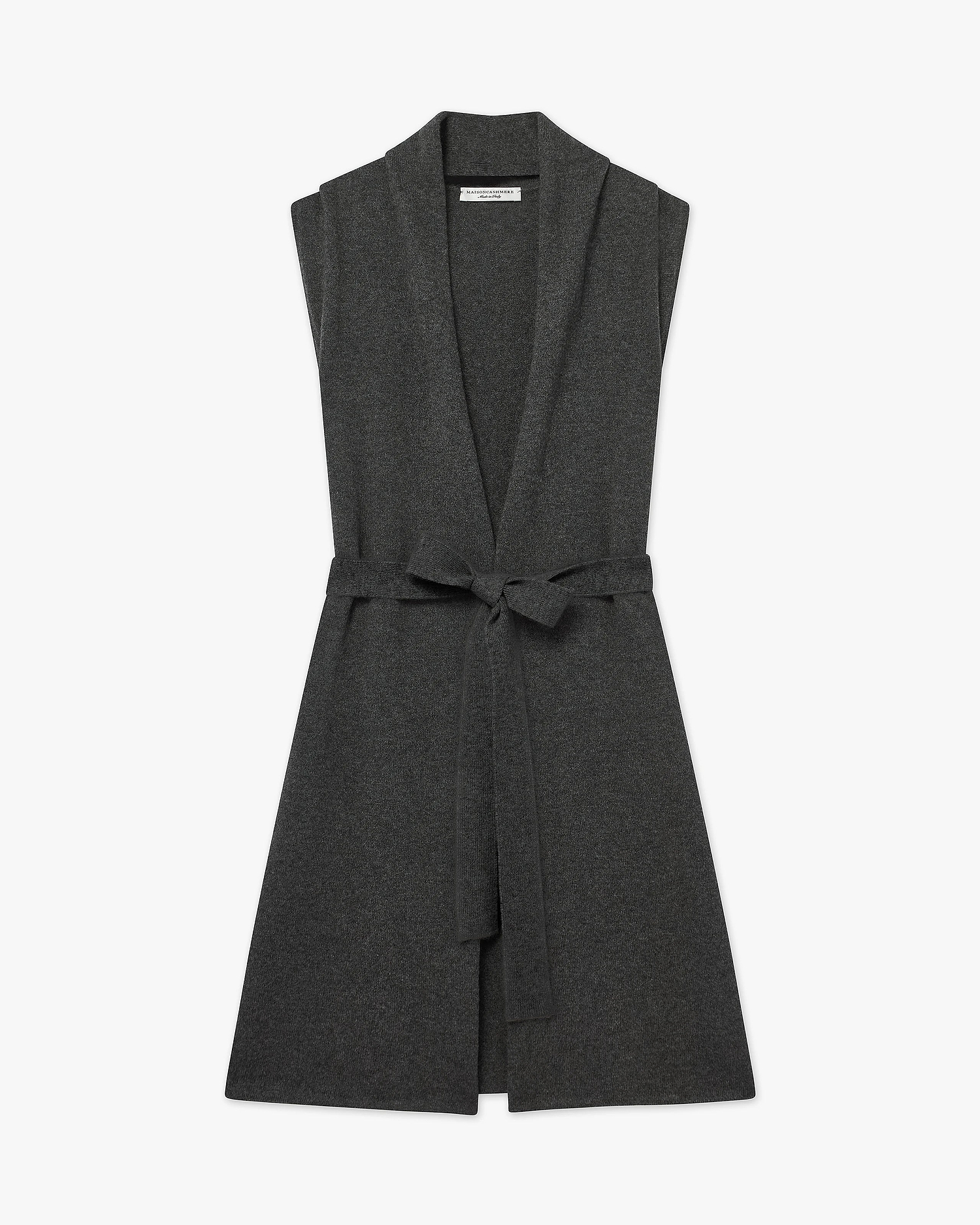 Essential Sleeveless Cardigan - Charcoal Cashmere
