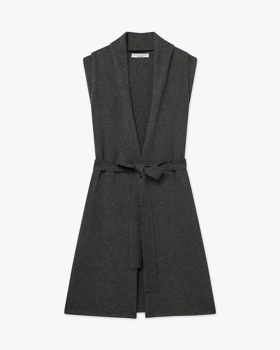 Essential Sleeveless Cardigan - Charcoal Cashmere