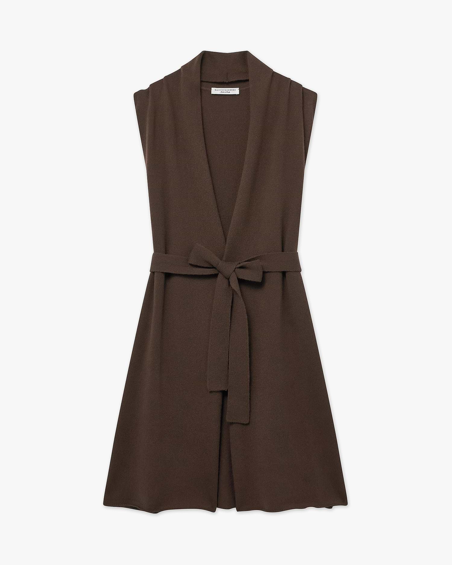 Essential Sleeveless Cardigan - Brown - Cashmere - Made in Italy Essential Sleeveless Cardigan - Brown - Cashmere - Made in Italy