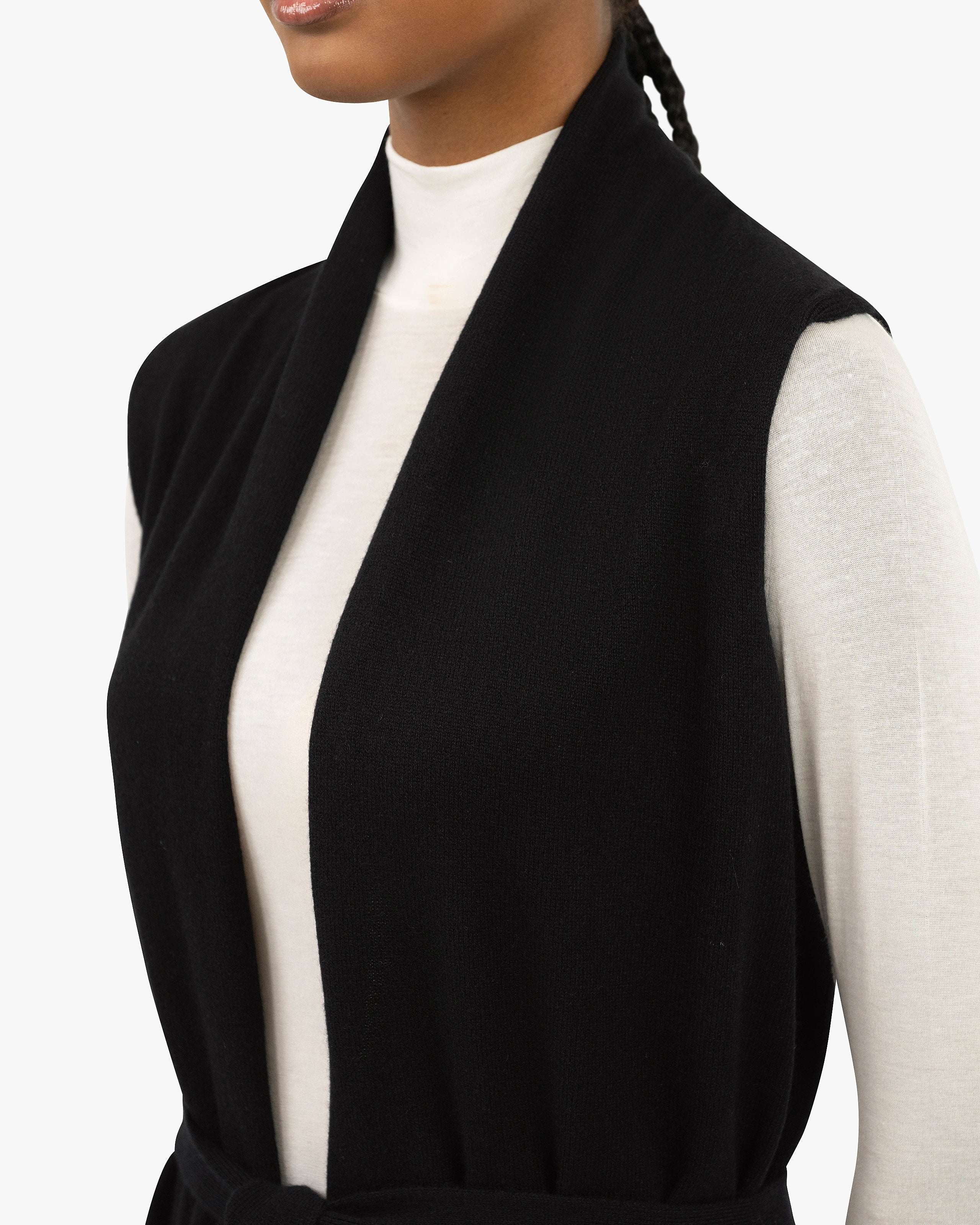 Essential Sleeveless Cardigan - Black Cashmere