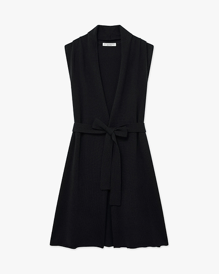 Essential Sleeveless Cardigan - Black Cashmere