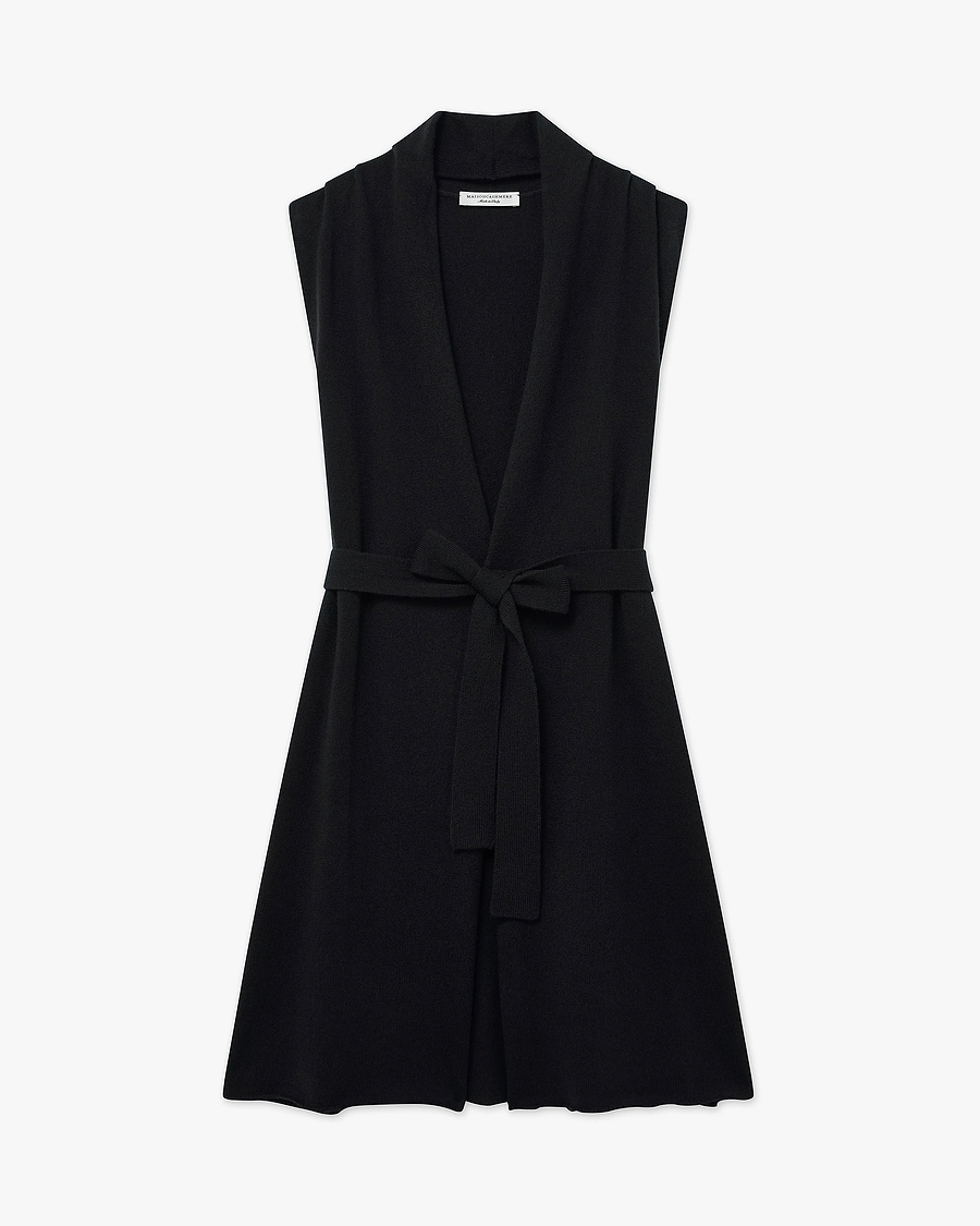 Essential Sleeveless Cardigan - Black Cashmere