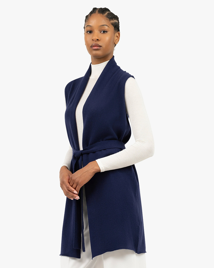 Essential Sleeveless Cardigan - Blue Cashmere