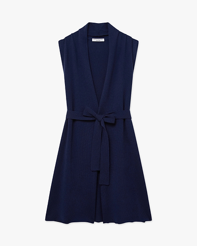 Essential Sleeveless Cardigan - Blue Cashmere