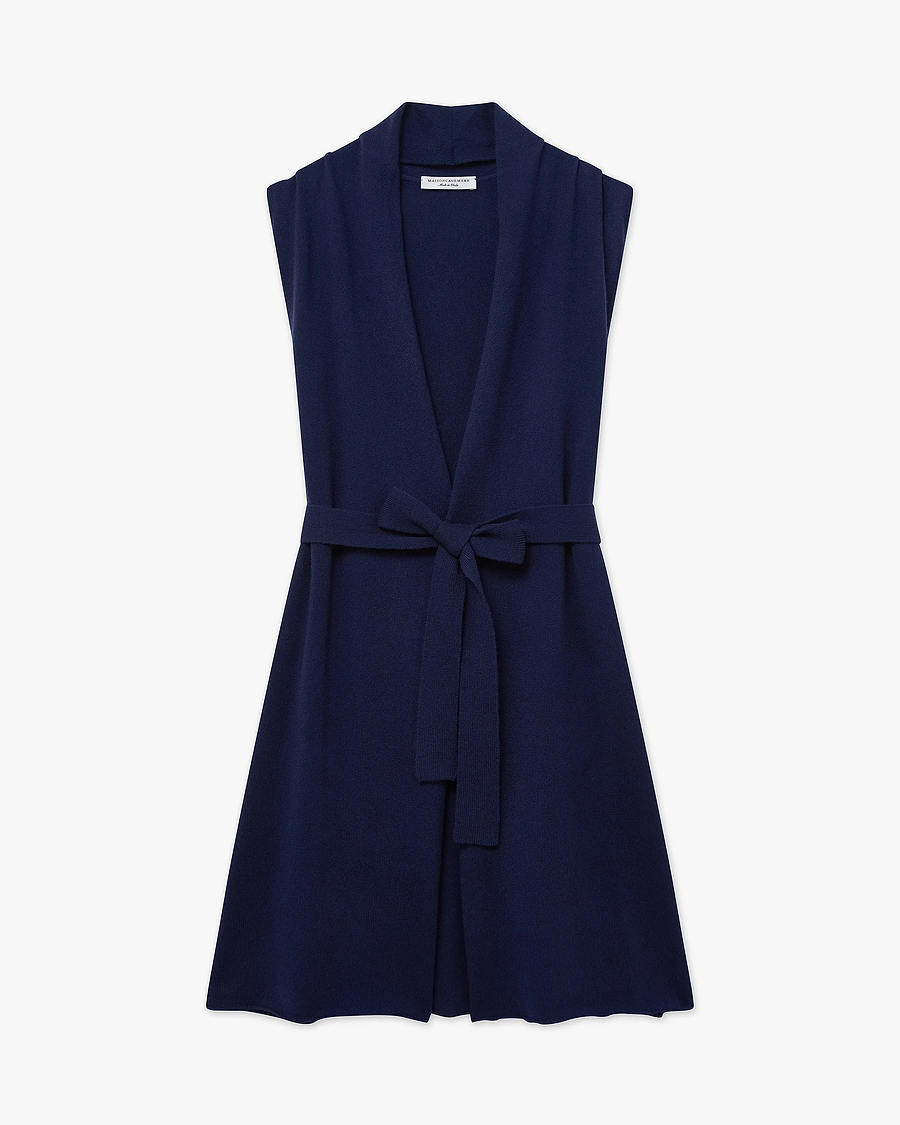 Essential Sleeveless Cardigan - Blue Cashmere