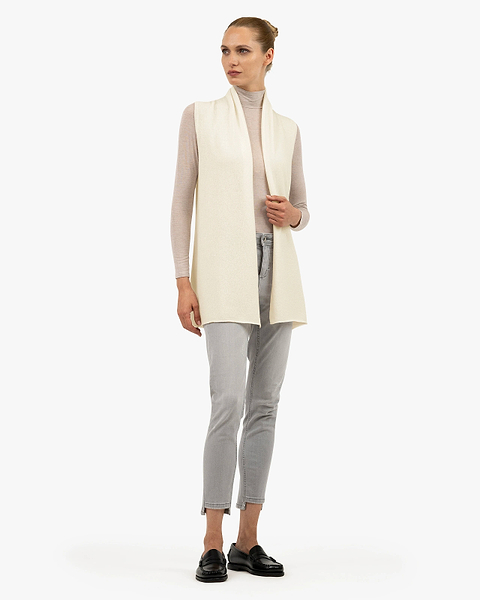 Essential Sleeveless Cardigan - White Cashmere