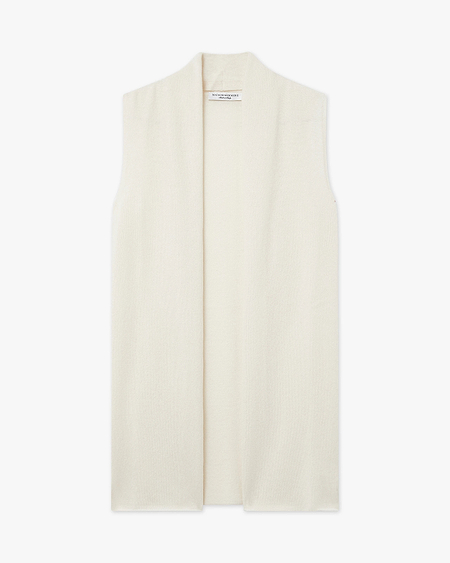 Essential Sleeveless Cardigan - White Cashmere