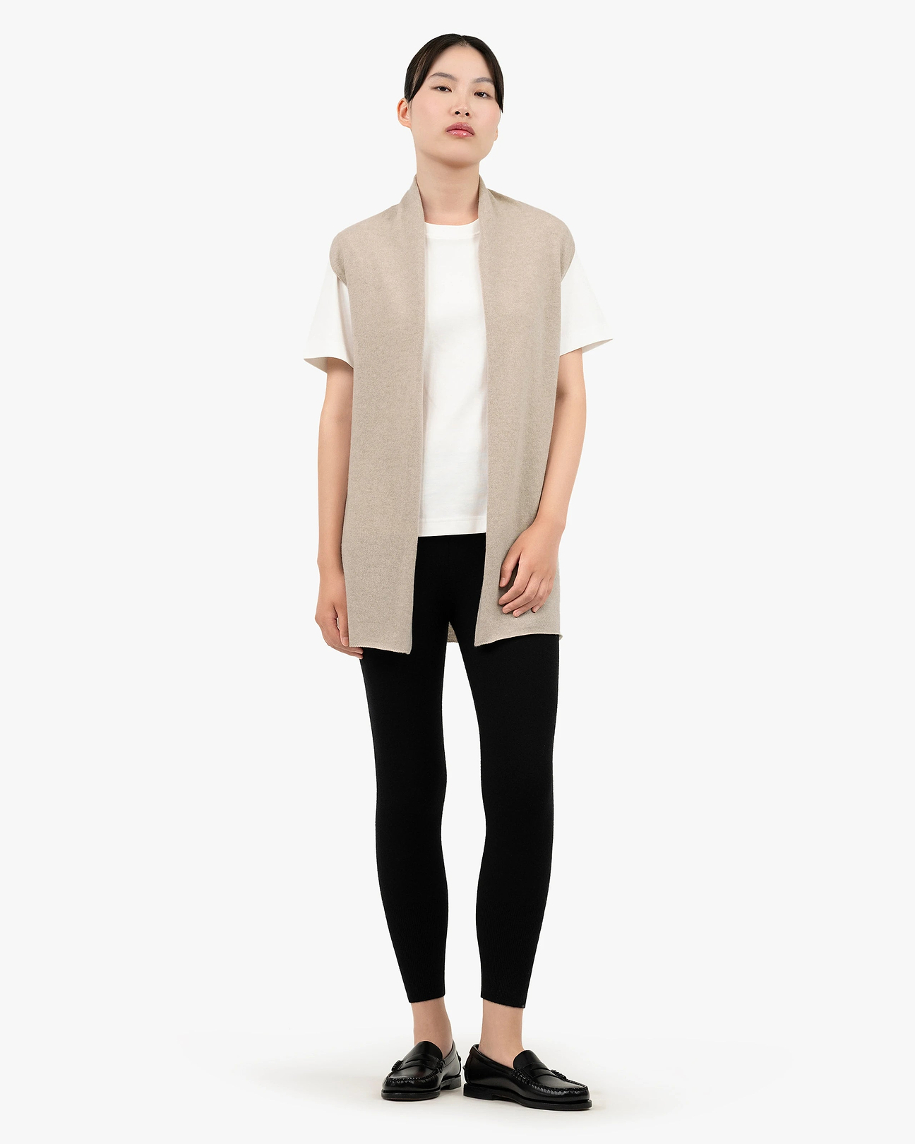 Essential Cashmere Sleeveless Cardigan - Beige | MaisonCashmere