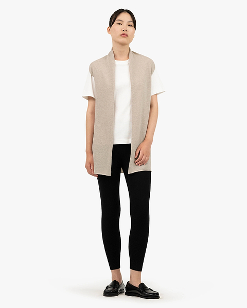 Essential Sleeveless Cardigan - Beige Cashmere