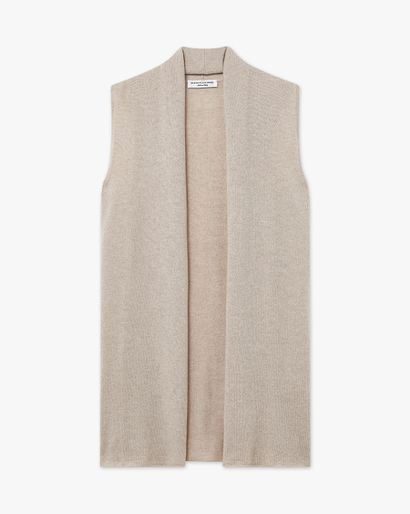 Essential Sleeveless Cardigan - Beige Cashmere