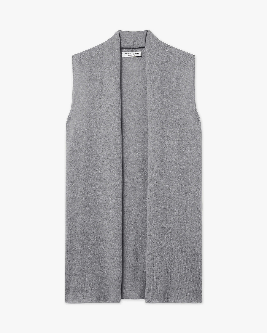 Essential Sleeveless Cardigan - Medium Grey Cashmere