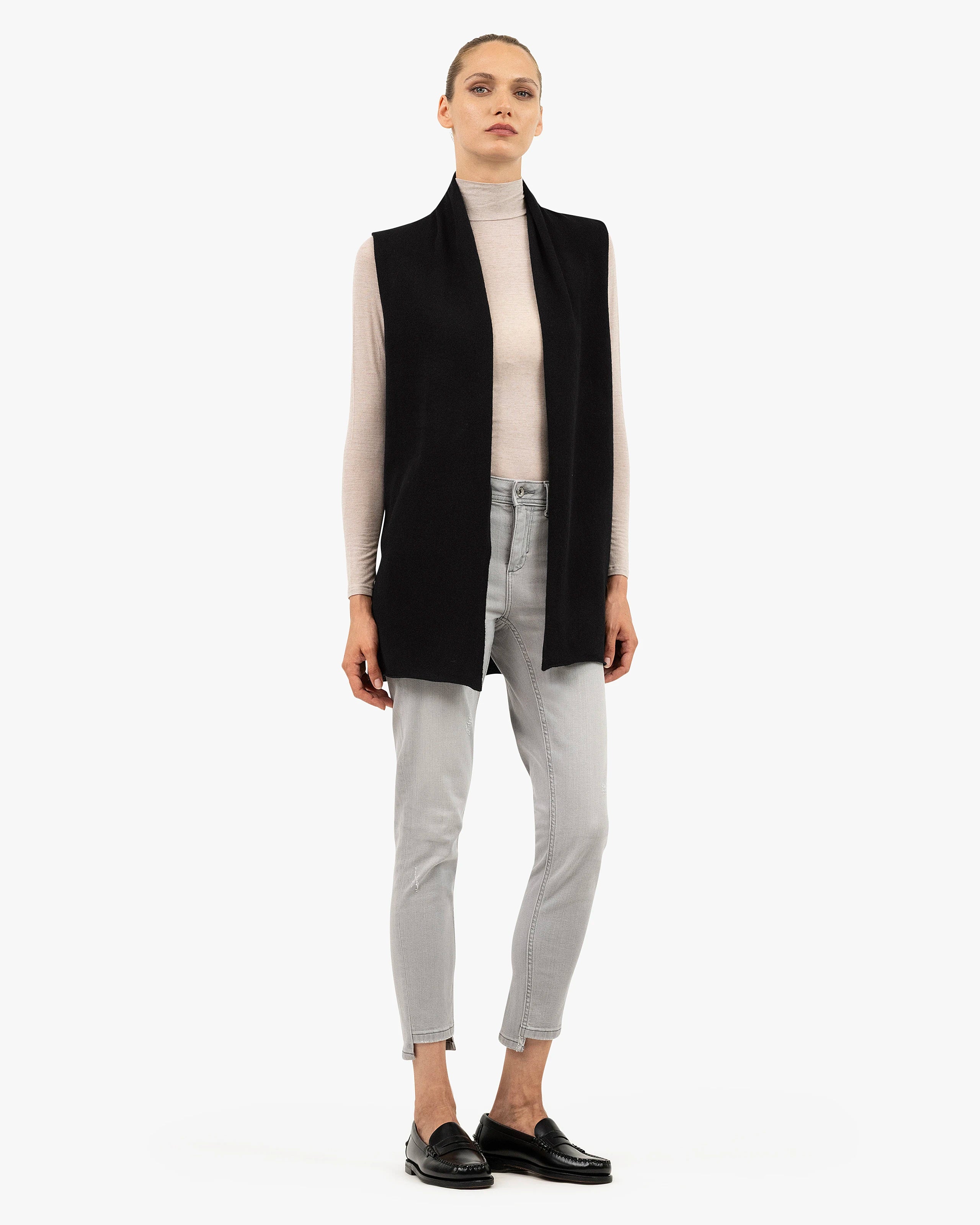 Essential Sleeveless Cardigan - Black Cashmere