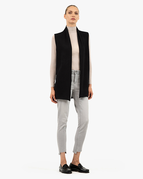 Essential Sleeveless Cardigan - Black Cashmere
