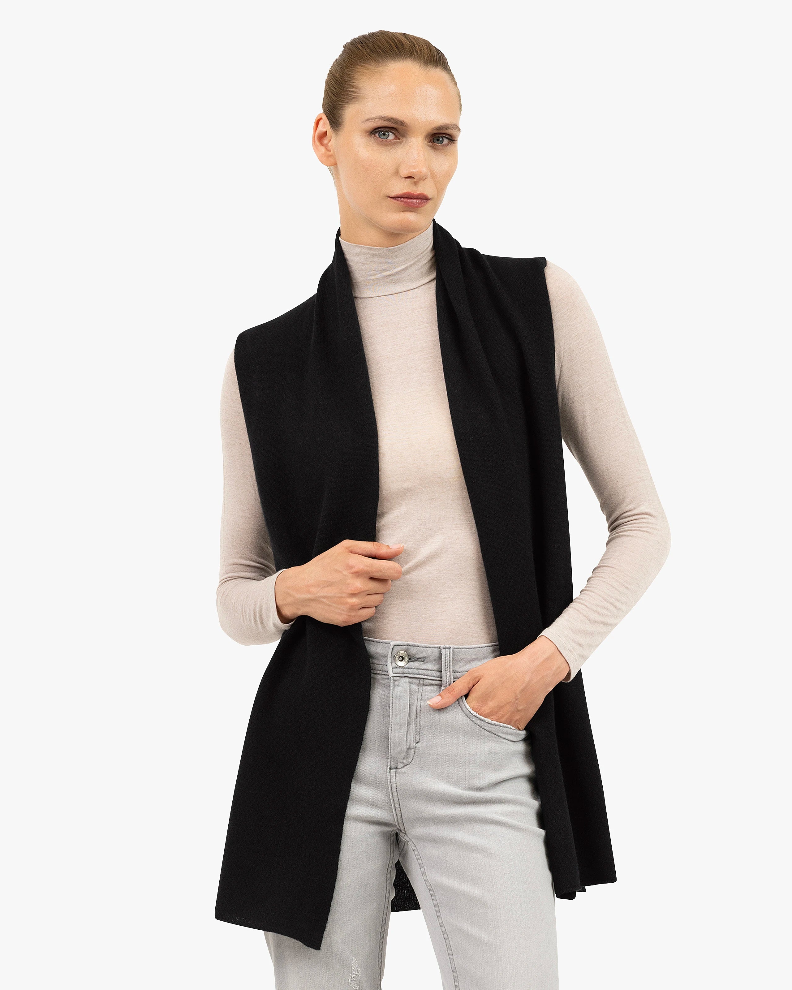 Essential Sleeveless Cardigan - Black Cashmere