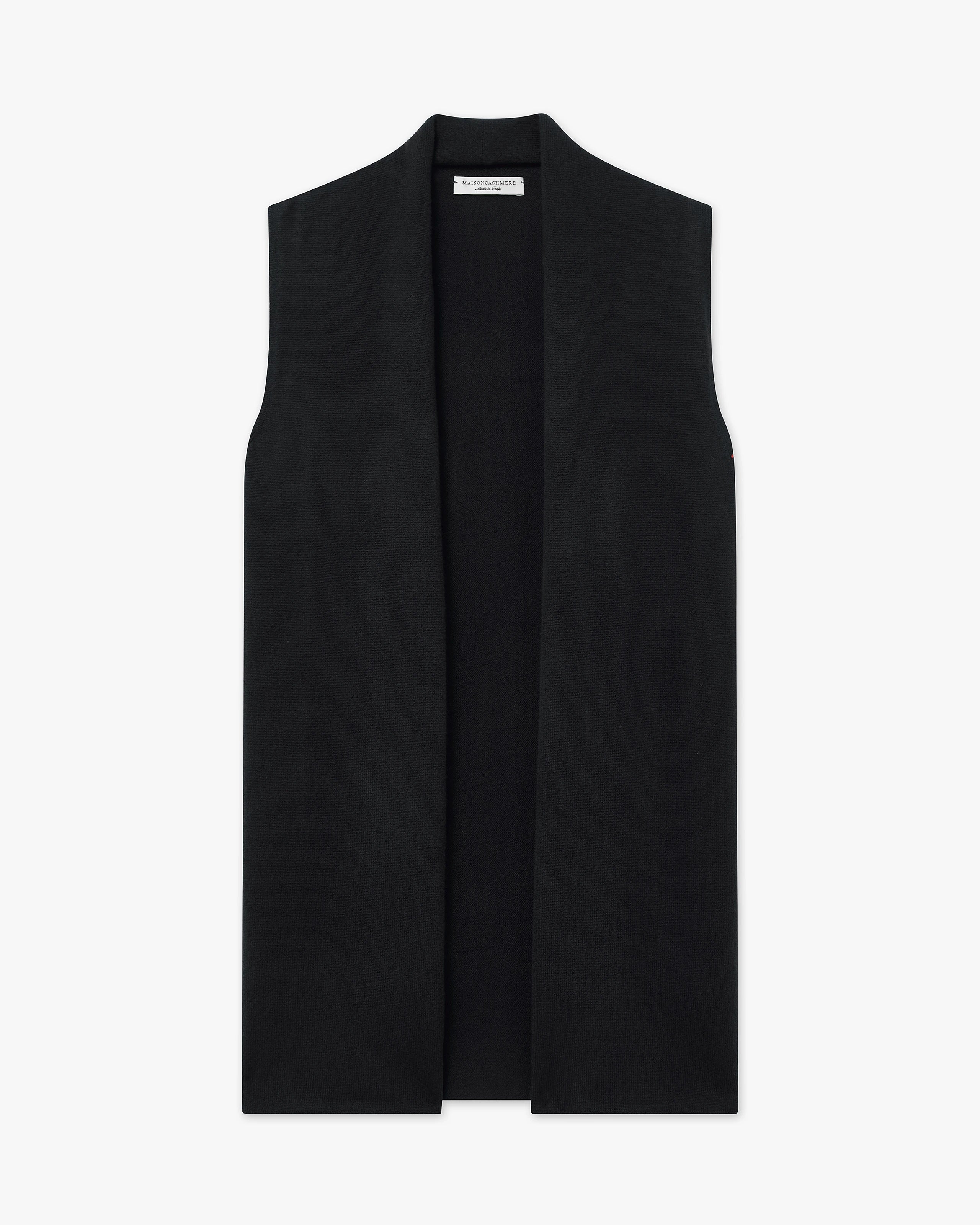 Essential Sleeveless Cardigan - Black Cashmere