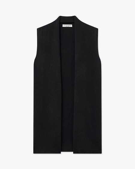 Essential Sleeveless Cardigan - Black Cashmere