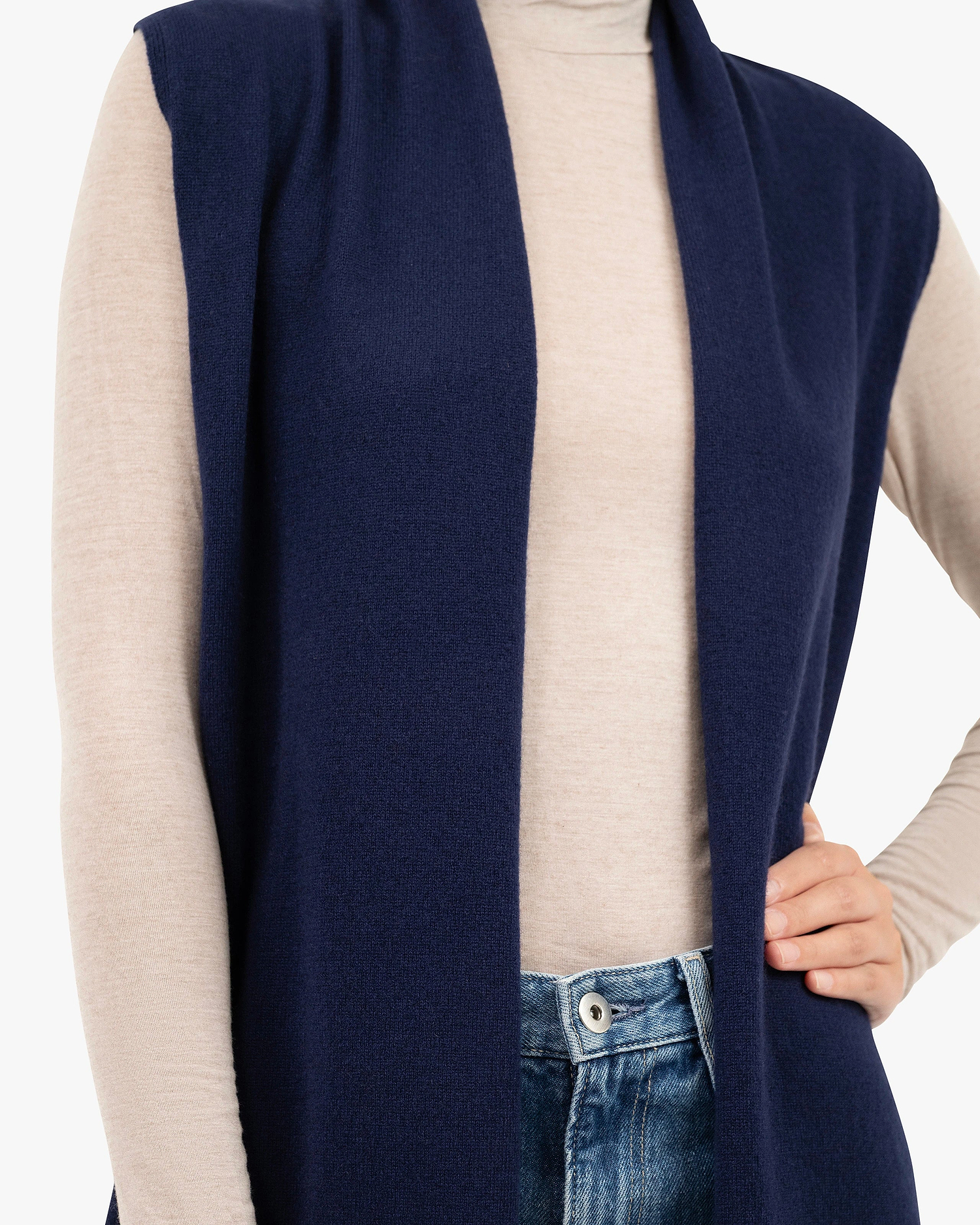 Essential Sleeveless Cardigan - Blue Cashmere