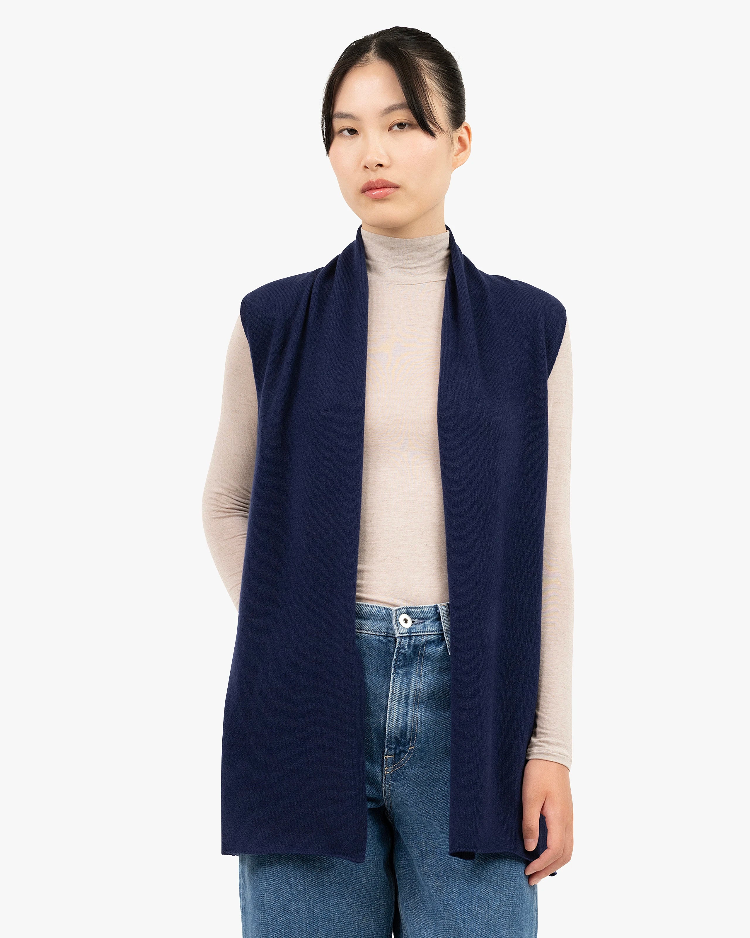 Essential Sleeveless Cardigan - Blue Cashmere