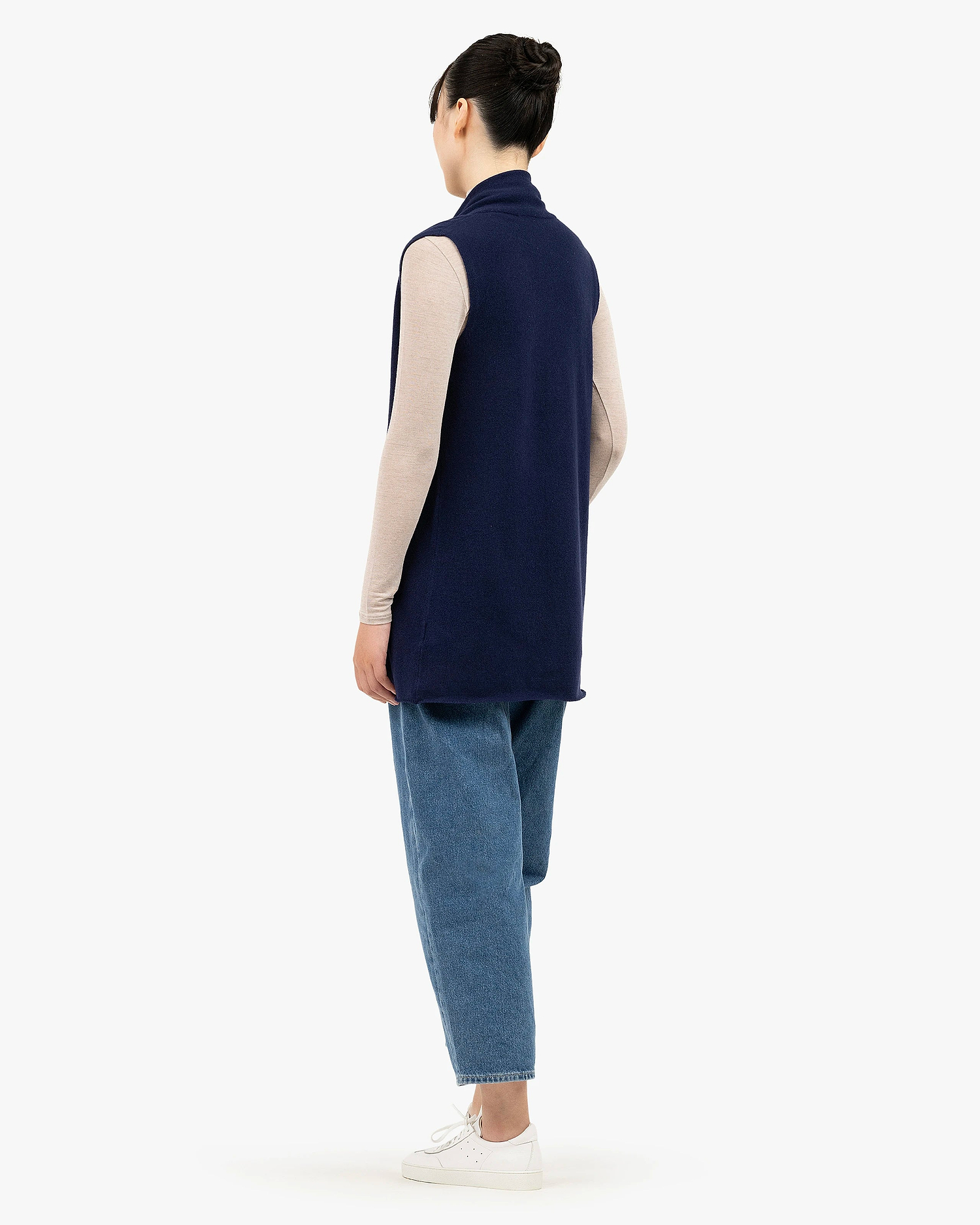 Essential Sleeveless Cardigan - Blue Cashmere