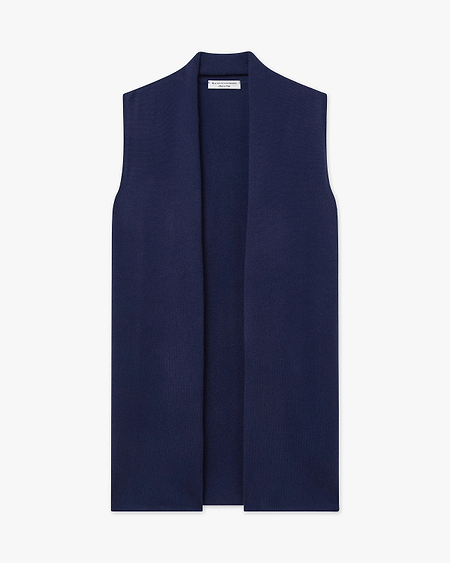Essential Sleeveless Cardigan - Blue Cashmere