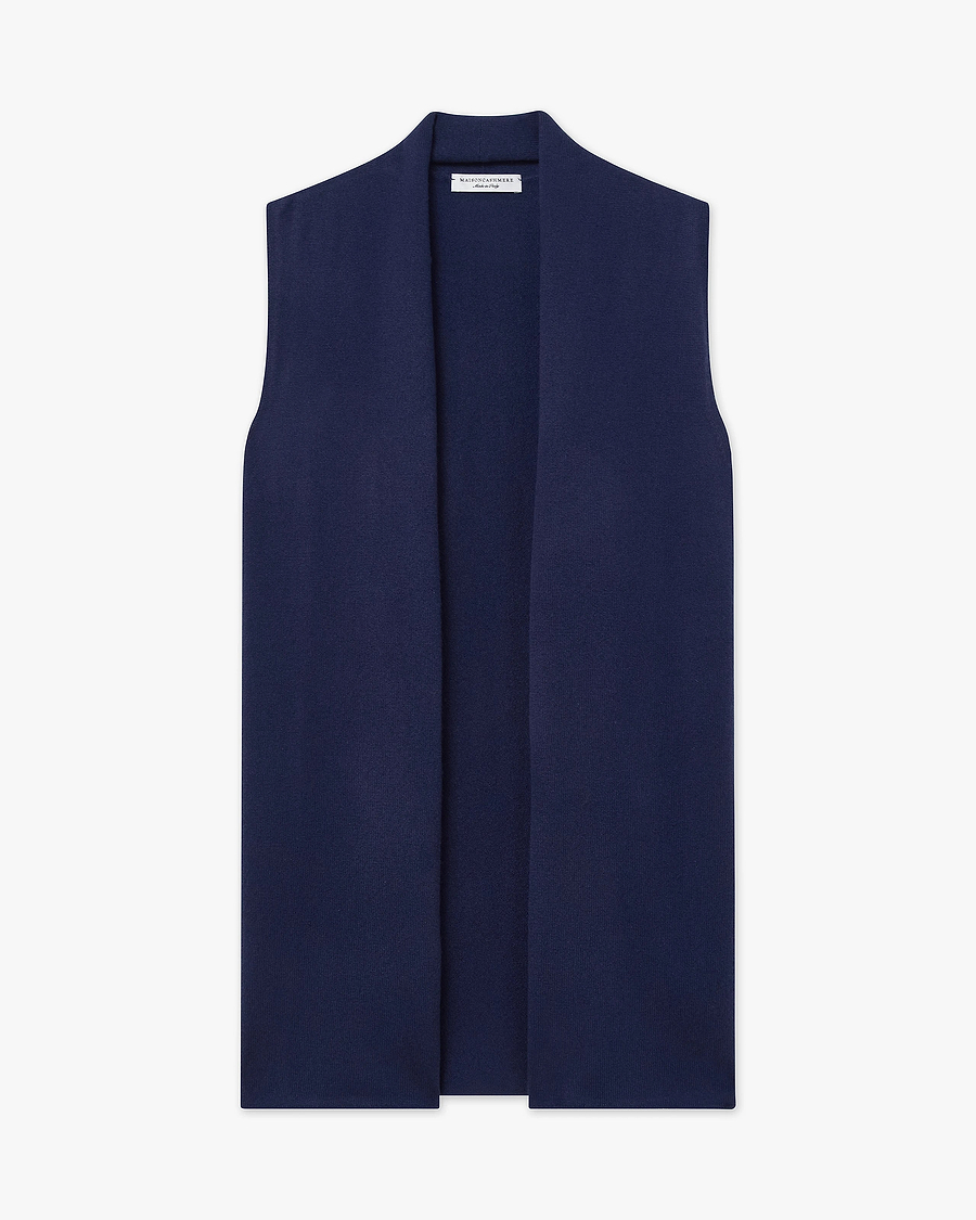 Essential Sleeveless Cardigan - Blue Cashmere