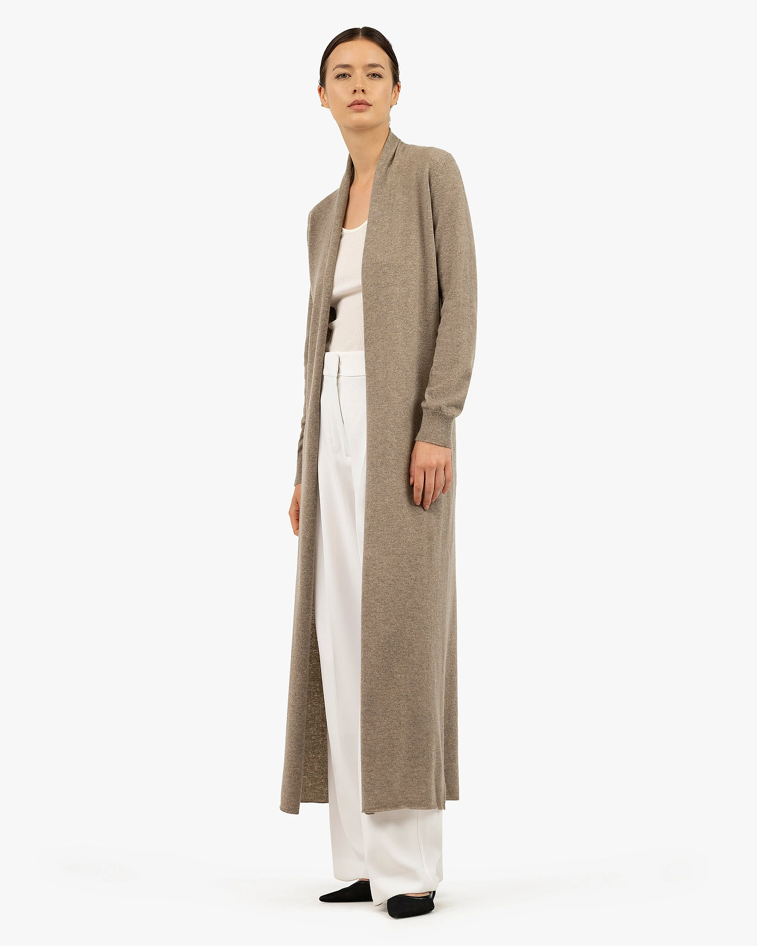 Stresa Long Cardigan - Taupe Cashmere