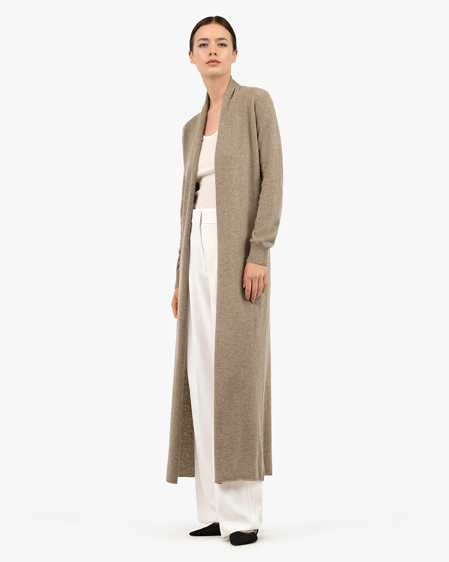 Stresa Long Cardigan - Taupe Cashmere