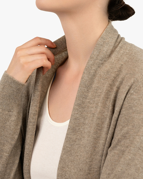 Stresa Long Cardigan - Taupe Cashmere