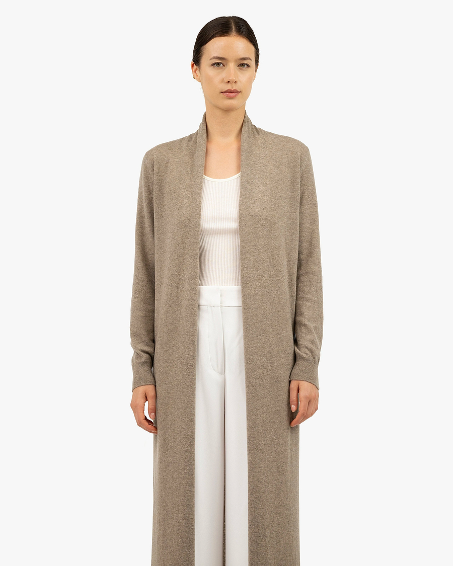 Stresa Long Cardigan - Taupe Cashmere
