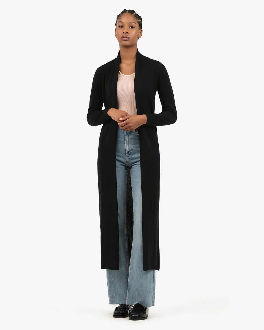 Stresa Long Cardigan - Black Cashmere