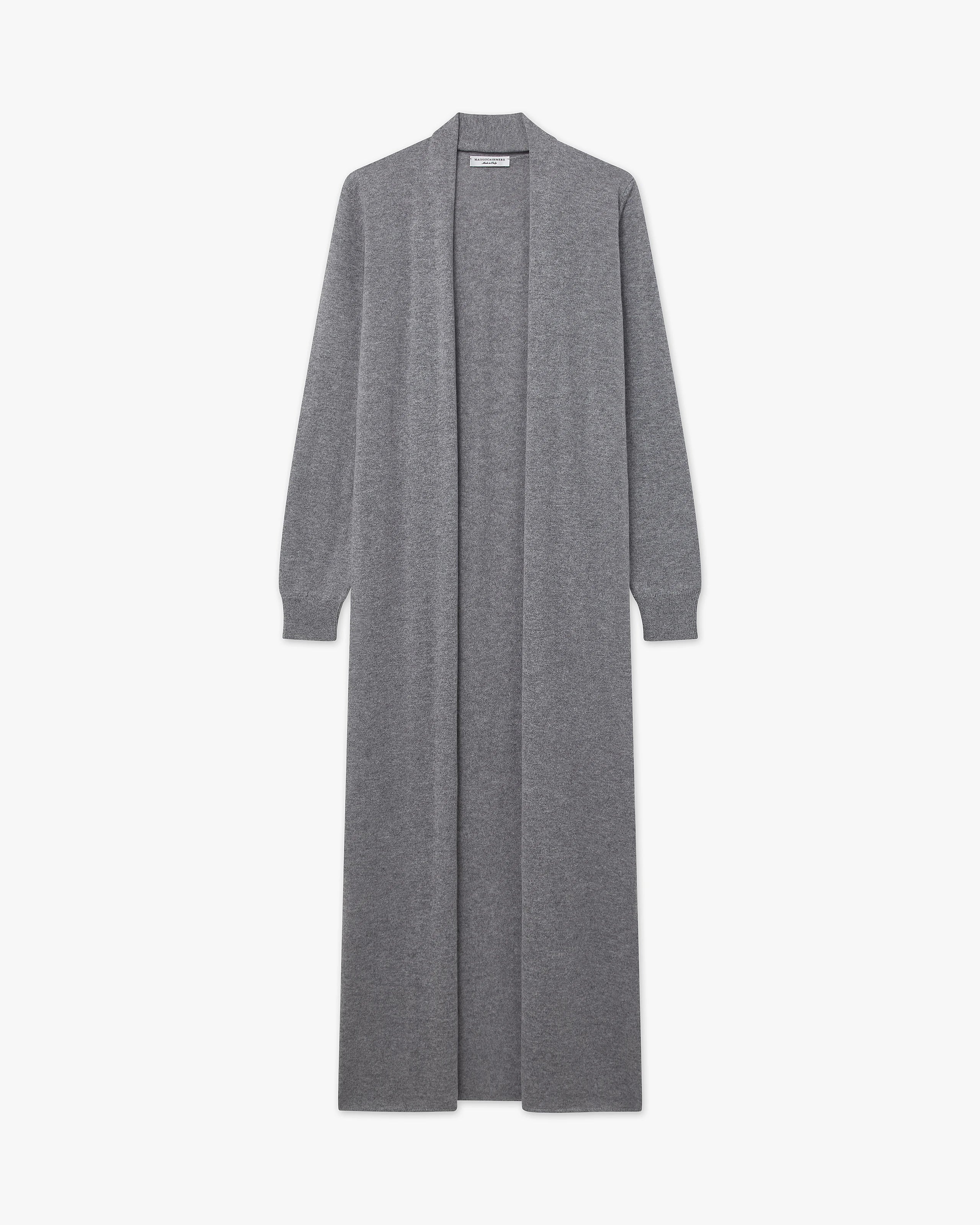 Women's Stresa Long Cashmere Cardigan - Grey | MaisonCashmere