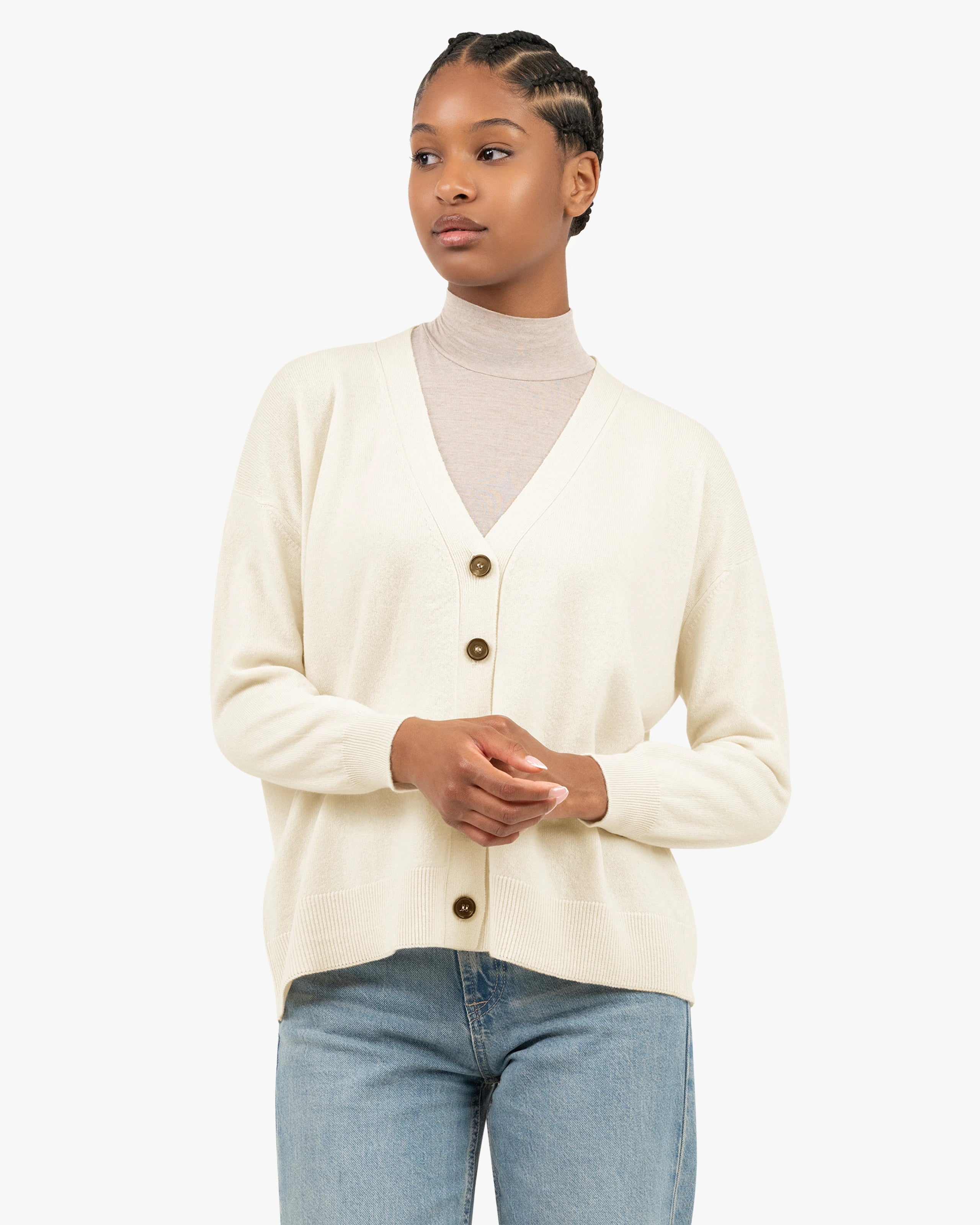 Women's Velia Maxi Cashmere Cardigan - White | MaisonCashmere