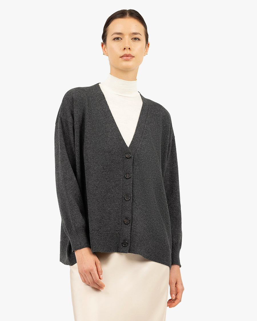 Velia Maxi Cardigan - Charcoal Cashmere