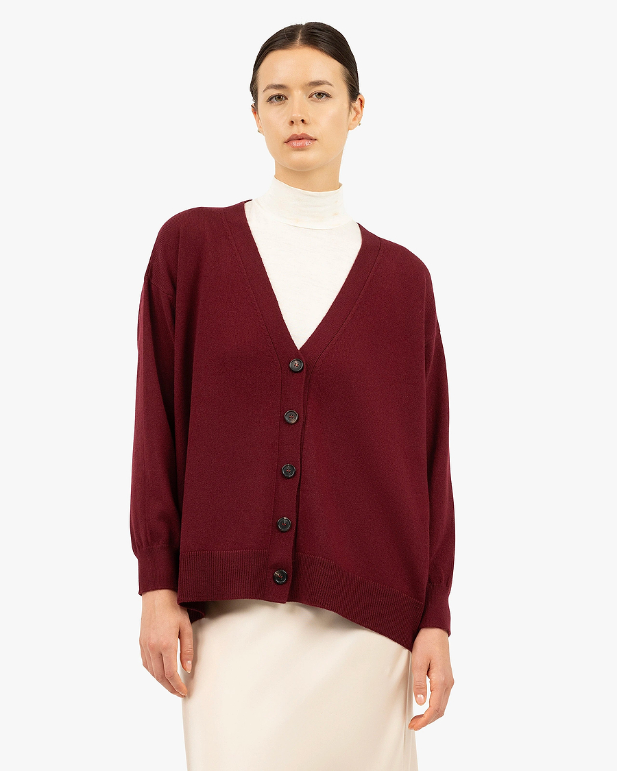 Velia Maxi Cardigan - Bordeaux Cashmere