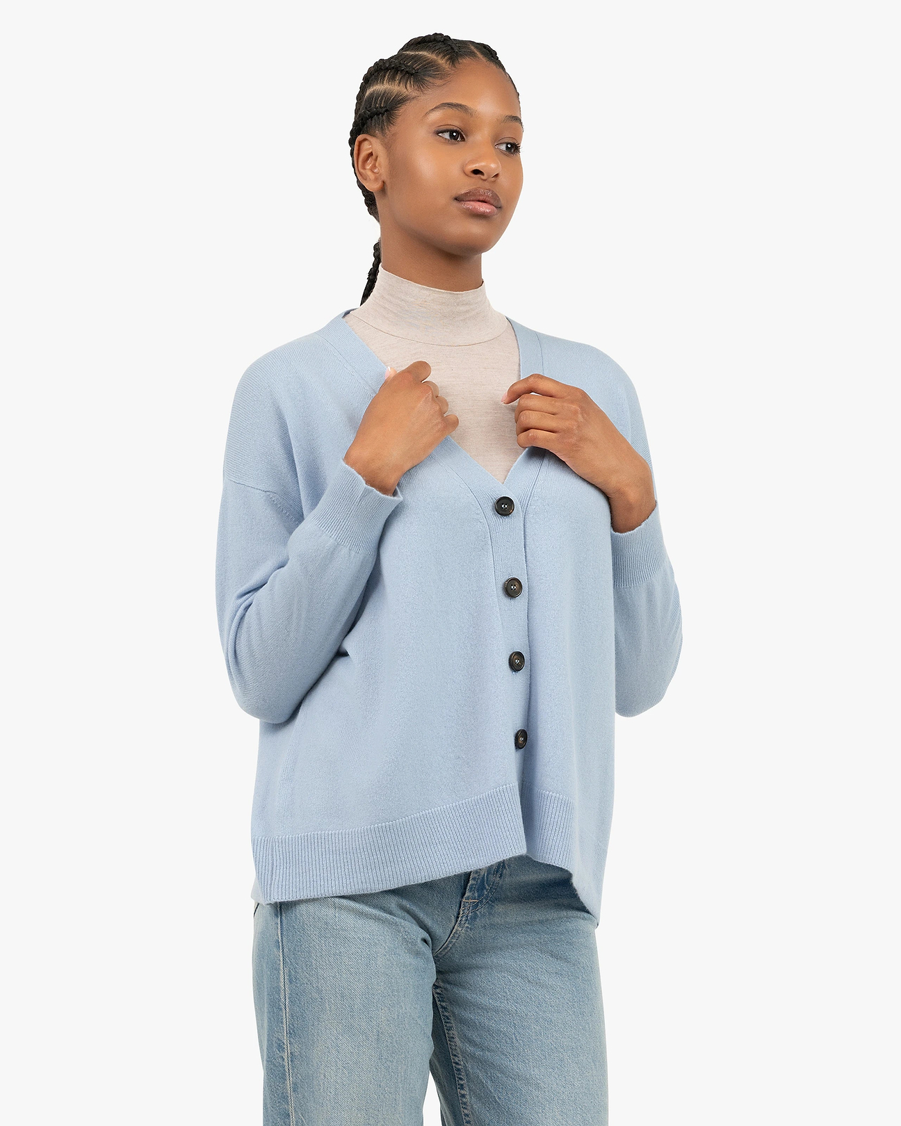 Women's Velia Maxi Cashmere Cardigan - Light Blue | MaisonCashmere