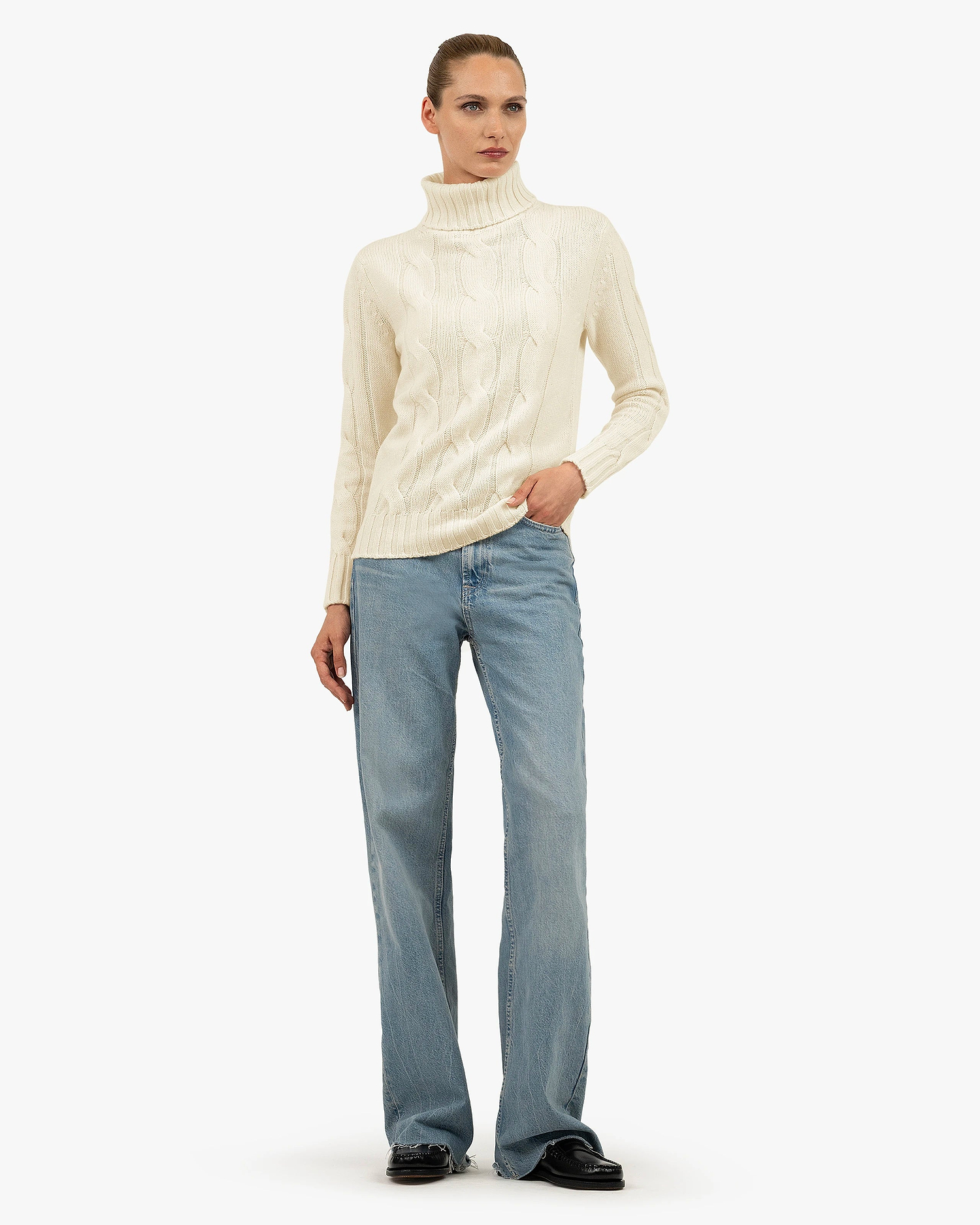 Women's Celerina Turtleneck Sweater - White Cashmere
