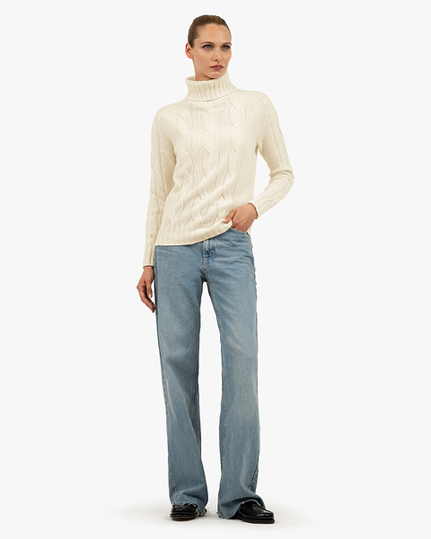 Women's Celerina Turtleneck Sweater - White Cashmere