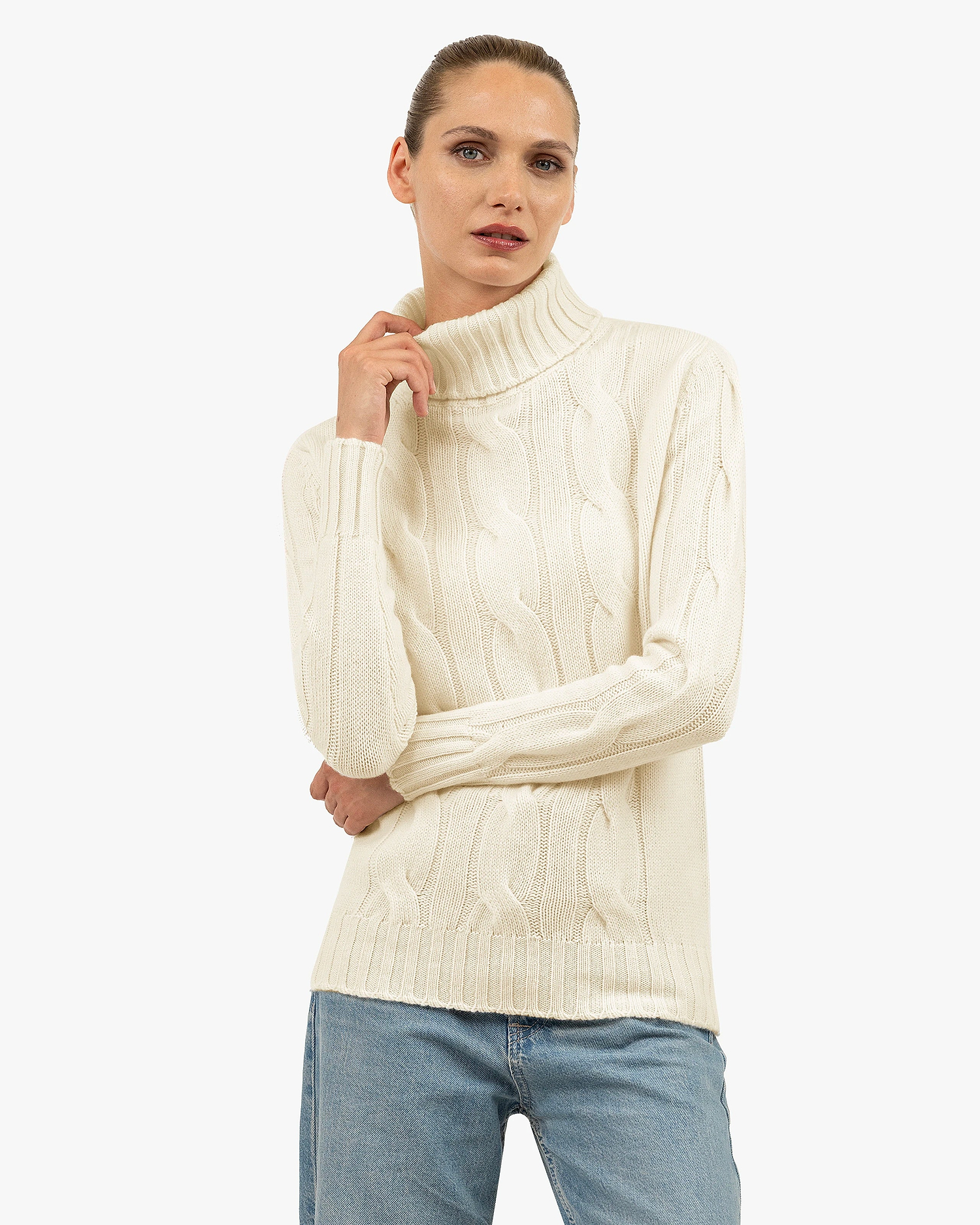 Women's Celerina Turtleneck Sweater - White Cashmere
