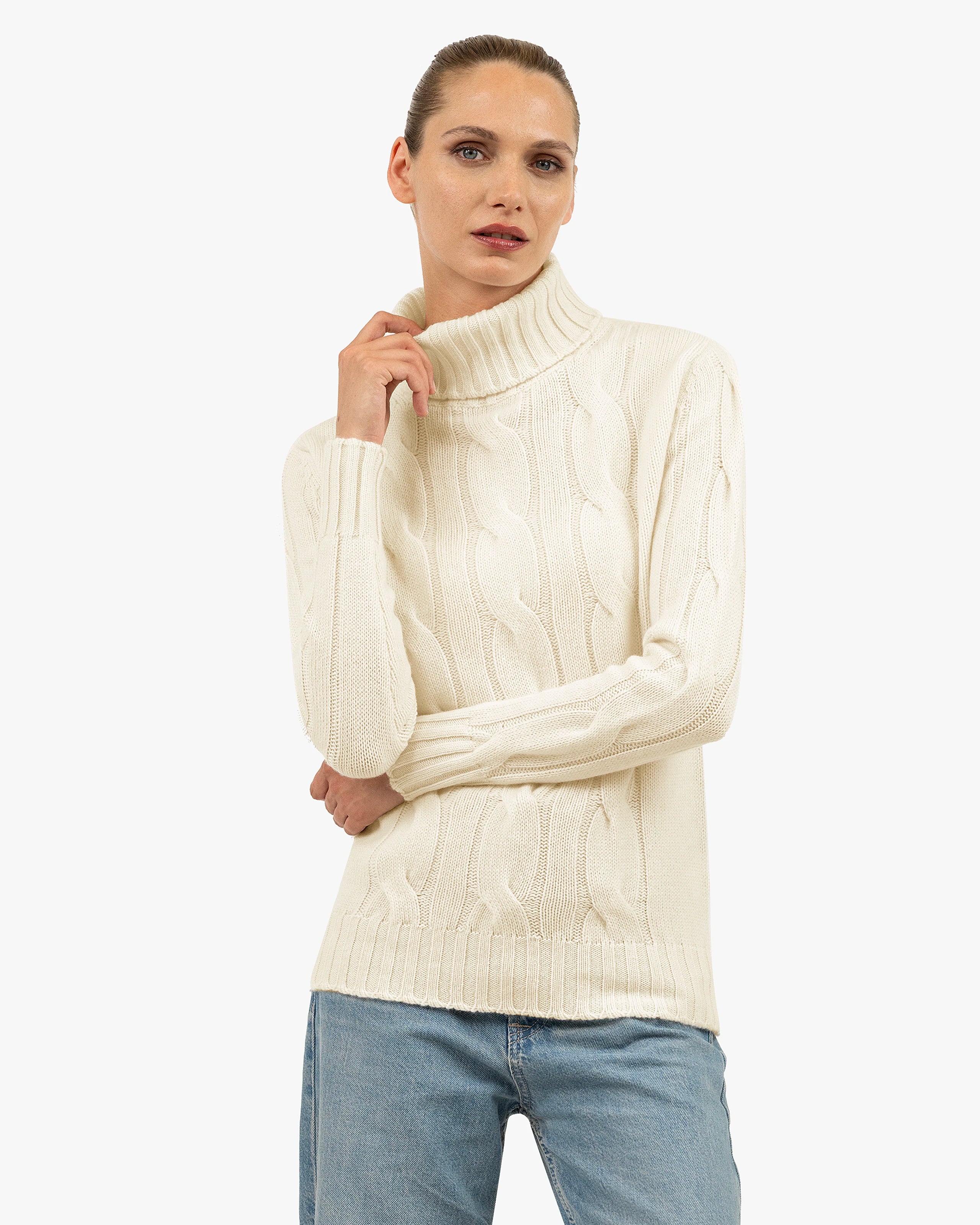 Women's Celerina Turtleneck Sweater - White Cashmere