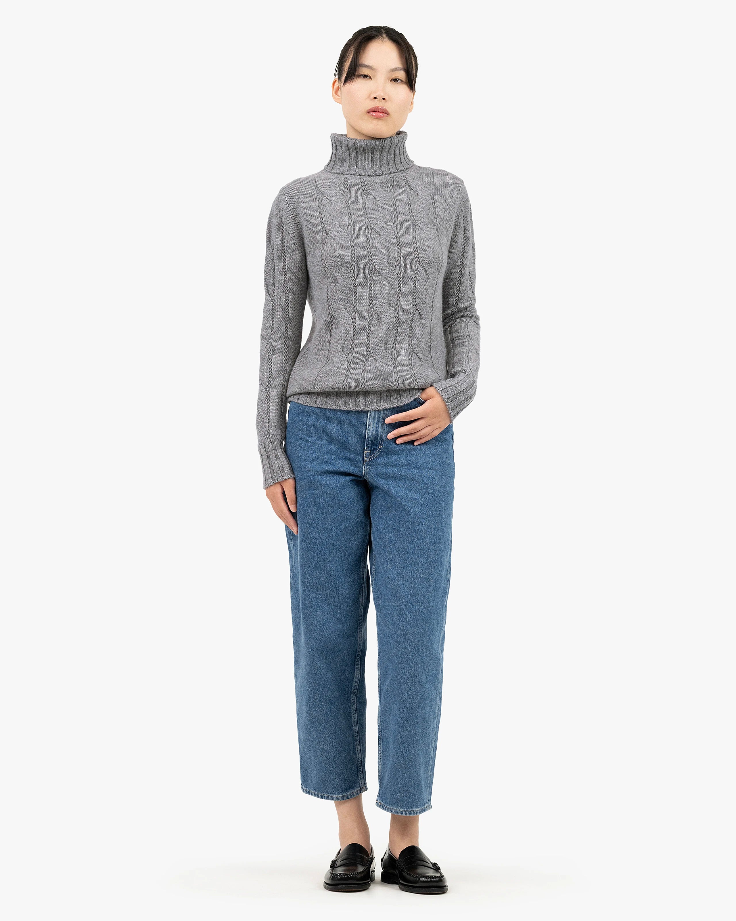 Women's Celerina Turtleneck Sweater - Medium Grey Cashmere