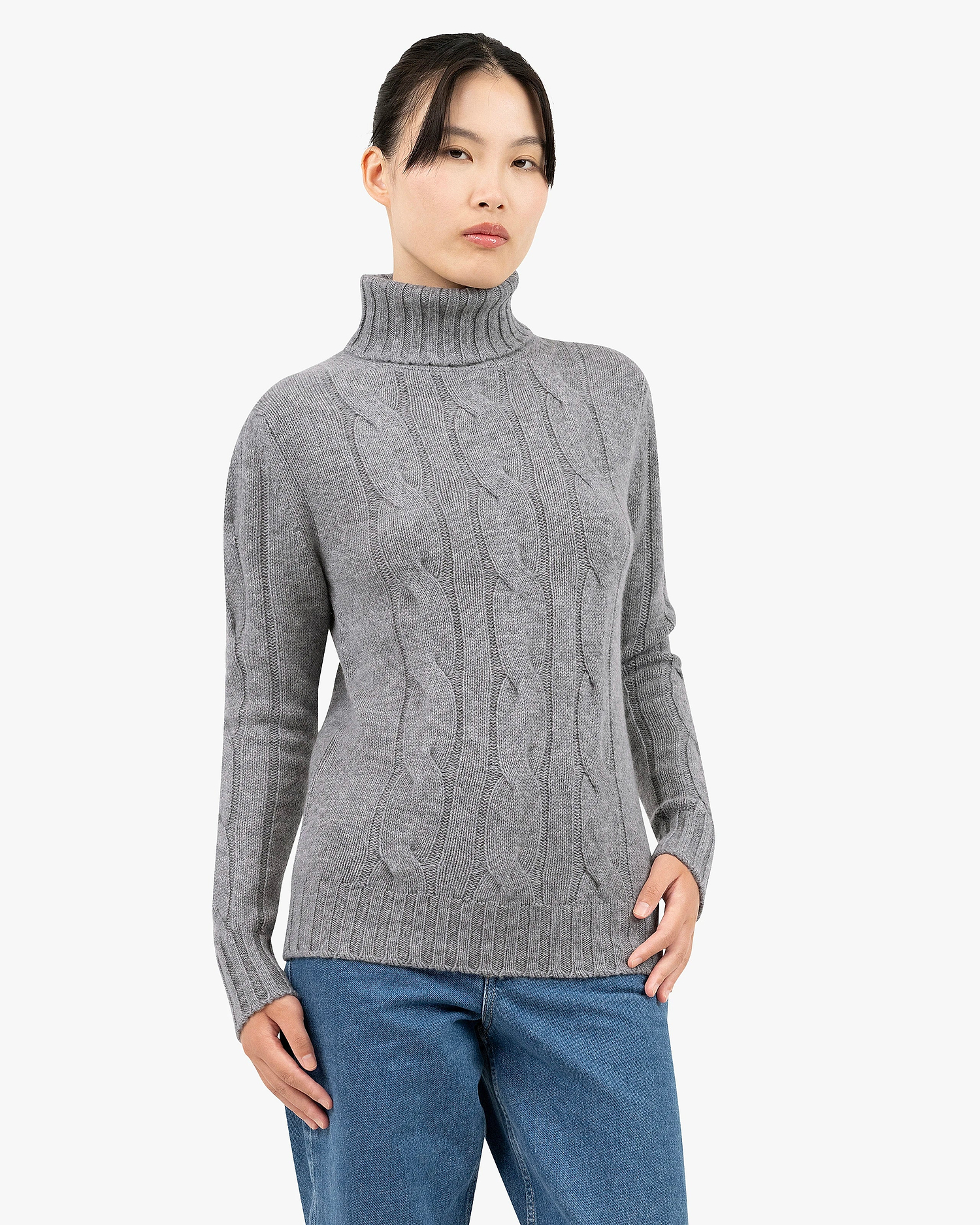 Women's Celerina Turtleneck Sweater - Medium Grey Cashmere